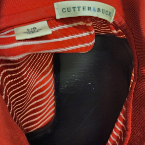 Cutter And Buck Cotton Red And White Large Striped Polo. Old Course St. Andrews. - Picture 6 of 9
